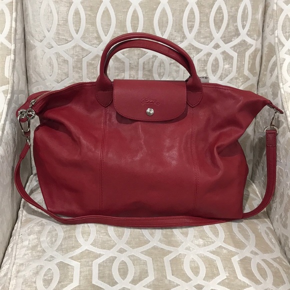 🎁 LONGCHAMP Le Pliage Cuir Leather Handbag - Picture 6 of 16